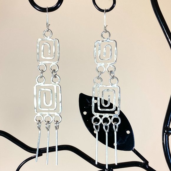 Ancient Maya Script Inspired Earrings - Picture 1 of 3